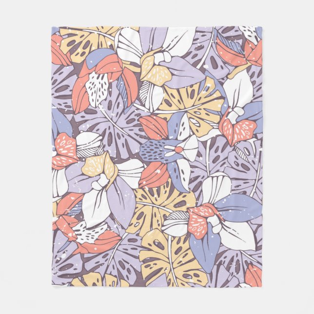 Manta Polar Tropic seamless pattern with orchid and monstera l (Anverso)