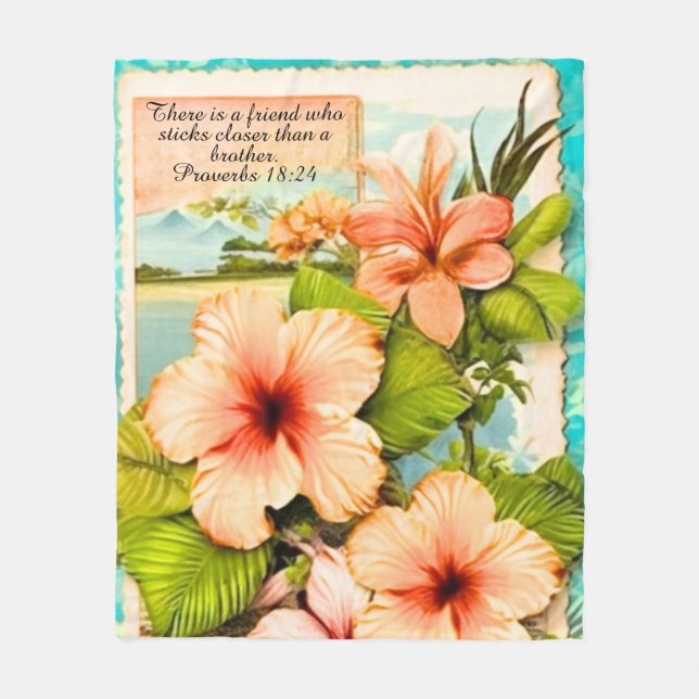 Manta Polar Tropical Fleece Blanket Proverbs 18:24 (Anverso)