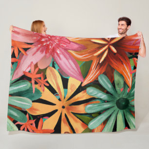 Manta Polar tropical/hawaiano/floral/floral