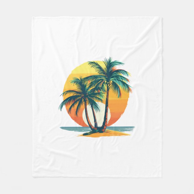 Manta Polar Tropical Palm Trees with Vibrant Sunset (Anverso)