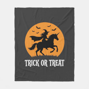 Manta Polar Truco o trato Bruja Unicornio Diseño de Halloween_