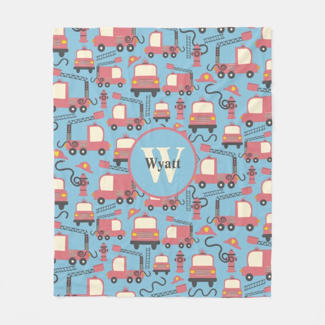 Manta Polar Trucos rojos Niños bomberos personalizados (Anverso)