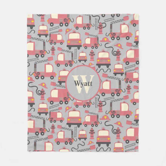 Manta Polar Trucos rojos Niños bomberos personalizados (Anverso)