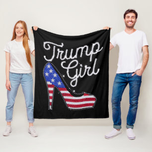 Manta Polar Trump Chica de alto talón Bandera Americana Bling 