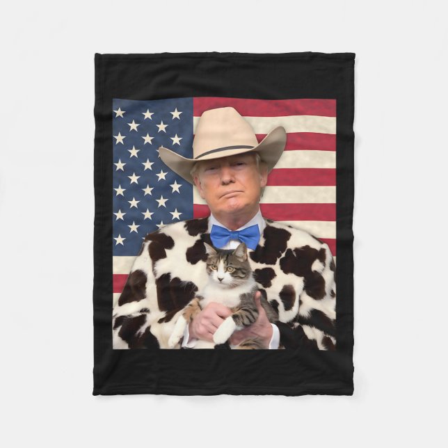 Manta Polar Trump: Cowboy gracioso camisón Donald Trump 2024 (Anverso)