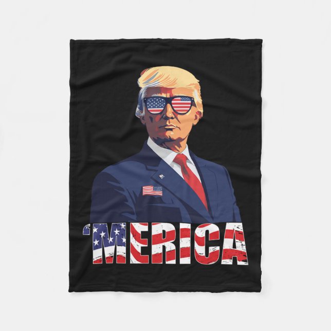 Manta Polar Trump Shirt Merica Trump Derriba La Bandera Estado (Anverso)