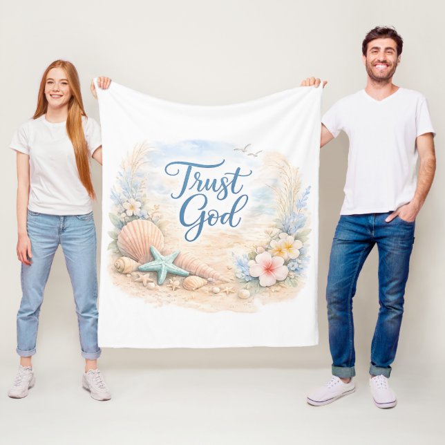 Manta Polar "Trust God" Coastal Beach Watercolor Christian (In situ)