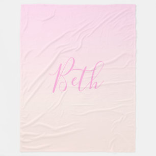 Manta Polar Tu texto   Elegante guión y suave color rosa Rubor
