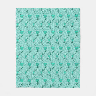 Manta Polar Tulip Damask de Art Nouveau, Turquesa