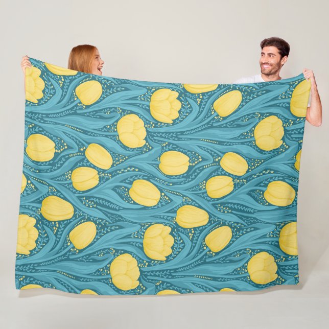 Manta Polar Tulipanes azules y amarillos (In situ)