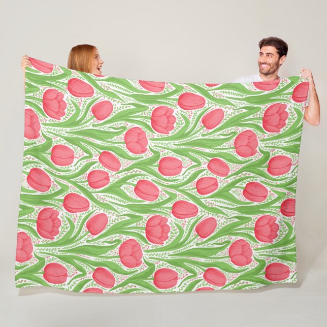 Manta Polar Tulipanes en rojo y verde (In situ)