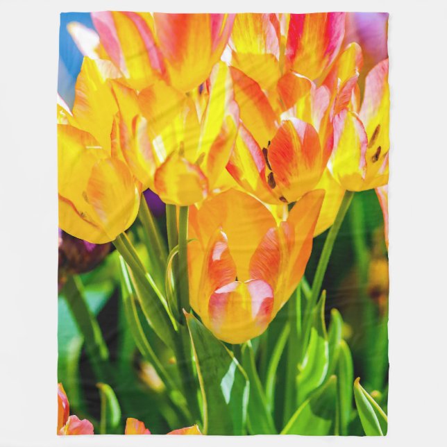 Manta Polar Tulipanes Encantadores Púrpura (Anverso)