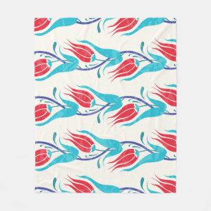 Manta Polar Tulipanes Turcos: Motif Tradicional sin Mar.