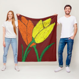 Manta Polar Tulipanos