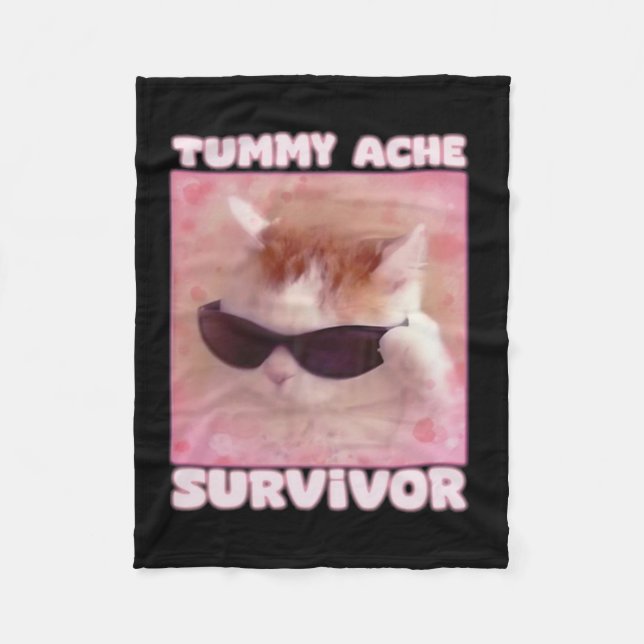 Manta Polar Tummy Ache Survivor Cat Funny (Anverso)
