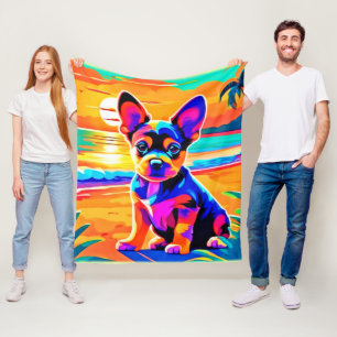 Manta Polar Tumulto de Chihuahua en la playa del atardecer