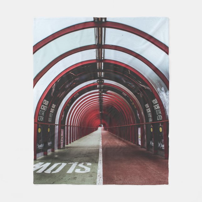 MANTA POLAR TÚNEL DE VIDRIO ROJO Y BLANCO VACÍO (Anverso)