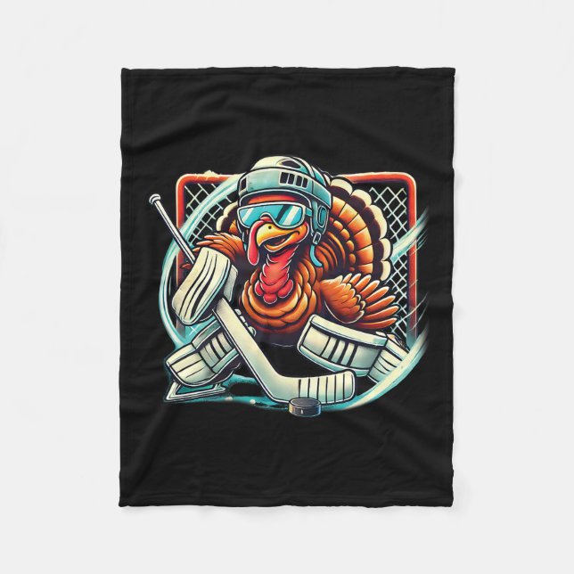 Manta Polar Turkey Playing Ice Hockey Goalie Thanksgiving Boys (Anverso)