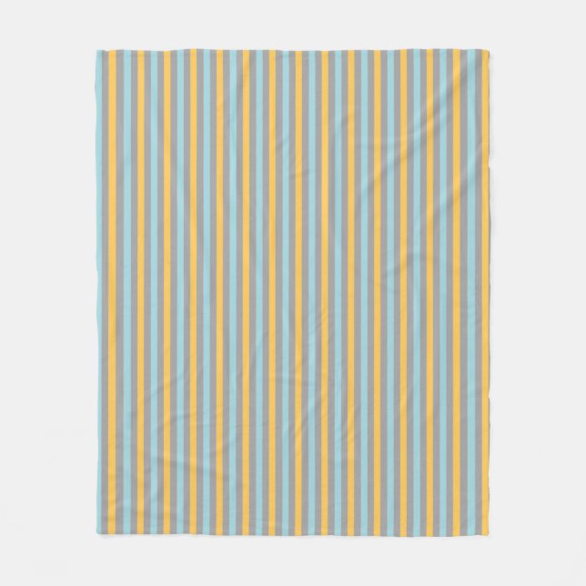 Manta Polar Turquesa Gris y Amarillo Rayas (Anverso)