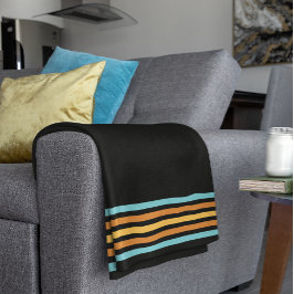 Manta Polar Turquesa retro y banda Naranja