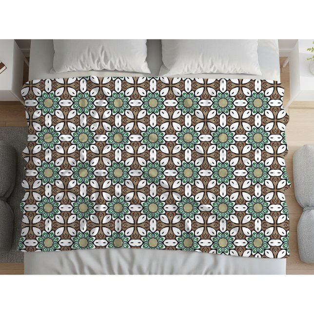 Manta Polar Turquoise, brown and white geometric mandala  (Subido por el creador)