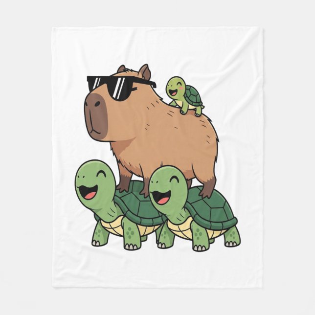 Manta Polar Turtle Rige Capybara, curioso capibara (Anverso)