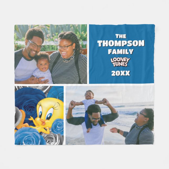 Manta Polar TWEETY™ Con Foto Familiar De Rosas (Frente (Horizontal))