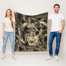 Manta Polar Twisted beige squares stained with 'brushstrokes'