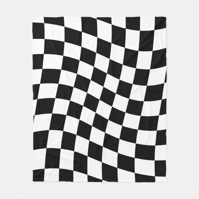 Manta Polar Twisted Black and White Checkered Square Pattern  (Anverso)