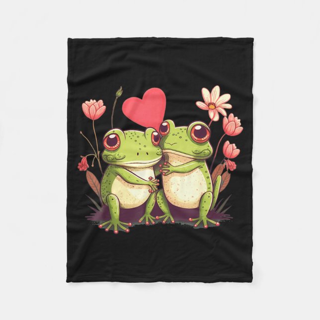 Manta Polar Two Frogs Valentines Day Love On Couple Frog  (Anverso)