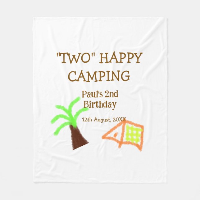 Manta Polar Two happy camping 2nd birthday tree camp kids (Anverso)