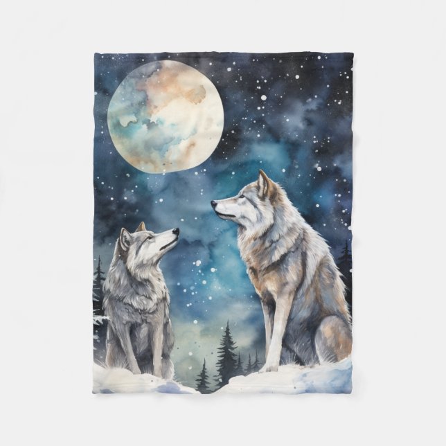 Manta Polar Two Wolves in Winter (Anverso)