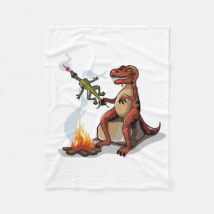 Manta Polar Tyrannosaurus Rex Cocina Sobre Una Fogata.