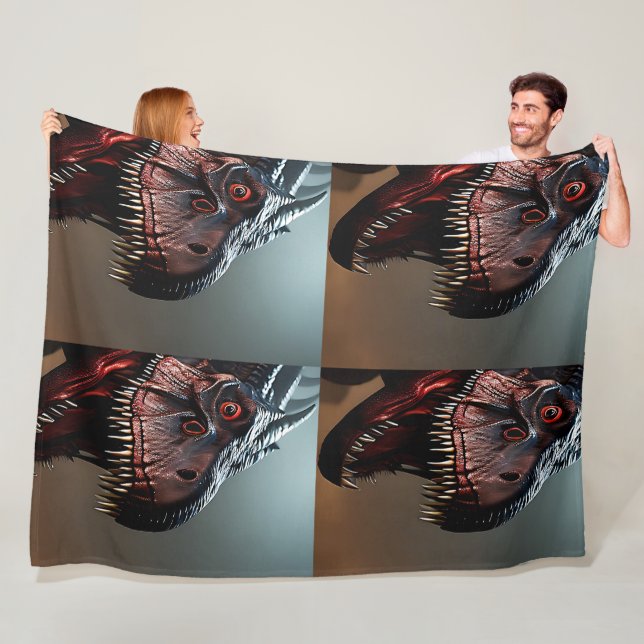Manta Polar Tyrannosaurus Rex Scary Face, Lge Fleece Blanket (In situ)