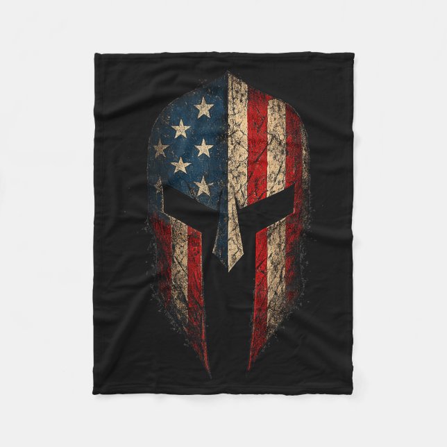 Manta Polar U.s. American Flag Patriotic Spartan Helmet Battle (Anverso)