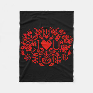 Manta Polar Ucrania Bandera Roja Y Negra Estilo Bordado Pixela