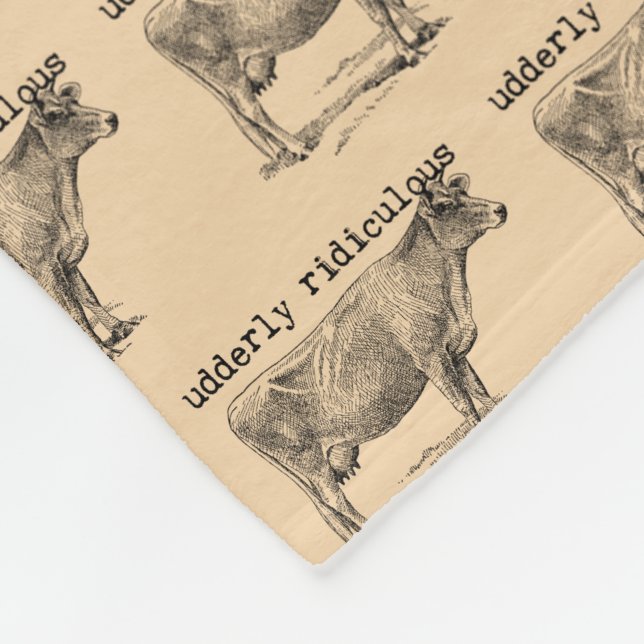 Manta Polar Udderly Ridiculous Punny Cow (Esquina)