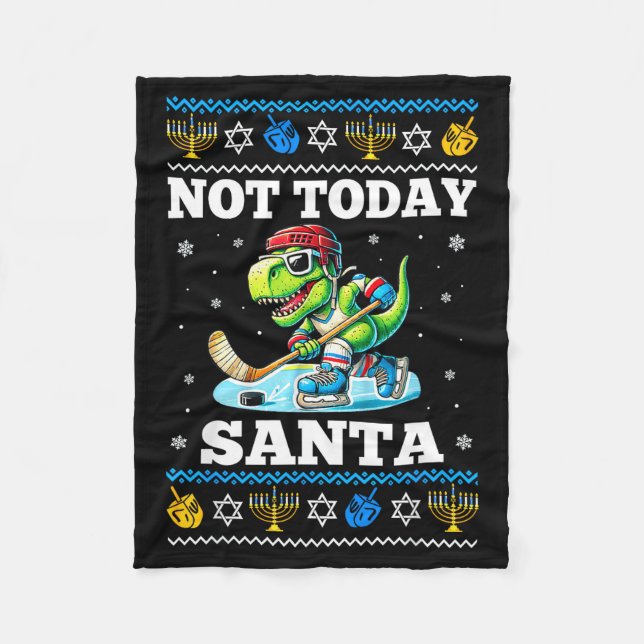 Manta Polar Ugly Hanukkah Sweater Not Today Santa Dinosaur Hoc (Anverso)