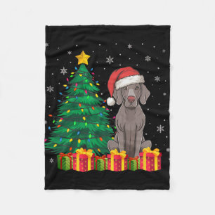 Manta Polar Ugly Weimaraner Santa Hat Navidades ilumina el amo