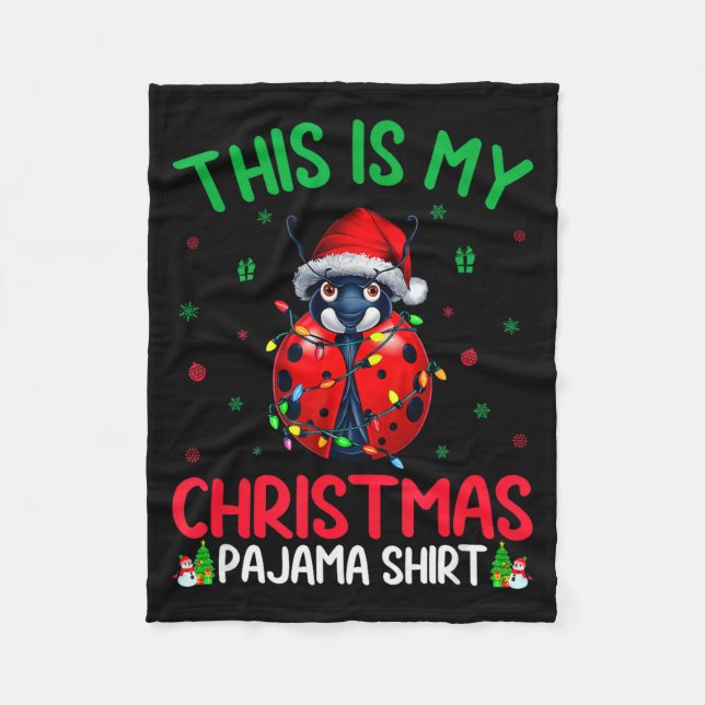 Manta Polar Ugly Xmas Tree Lights Santa Ladybug Christmas Paja (Anverso)