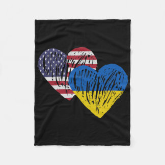Manta Polar Ukraine American Flag Love Heart