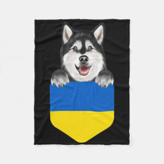 Manta Polar Ukraine Flag Alaskan Malamute Dog In Pocket