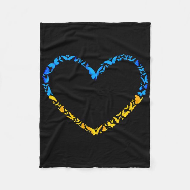 Manta Polar Ukrainian Flag Peace Ukraine Flag Butterfly Heart  (Anverso)