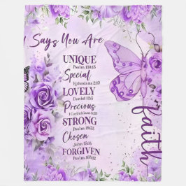 Manta Polar Ultra-Soft Lavender Floral Faith Butterfly Design 