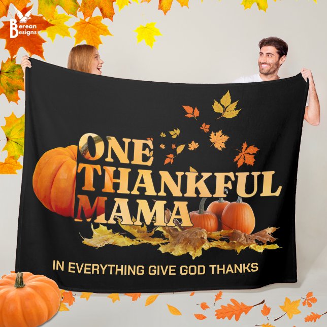 Manta Polar UN AGRADECIMIENTO MAMÁ MOM Elegante Acción de Grac (Cozy ONE THANKFUL MAMA Thanksgiving Fall Blanket with CUSTOMIZABLE Christian quote. Great mom gift.)