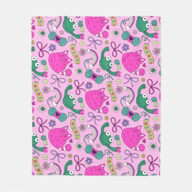 Manta Polar "Un amigo para todos" Kitty Frog Friends (Anverso)