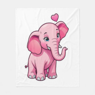 Manta Polar Un elefante pequeño y rosado con amor
