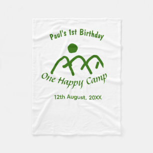 Manta Polar Un feliz campamento verde montaña sol 1er cumpleañ