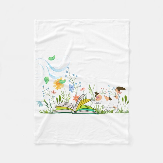 Manta Polar Un gatito agudo leyendo un libro (Anverso)