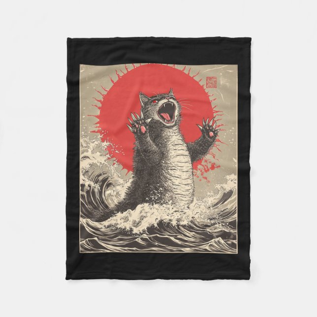 Manta Polar Un gato bonito de Catzilla, un gato divertido de a (Anverso)